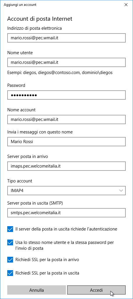 3. Account email IMAP (Windows 10)