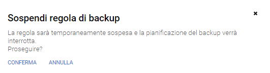 Sospendi regola di backup