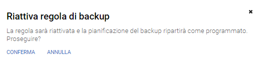 Riattiva regola di backup