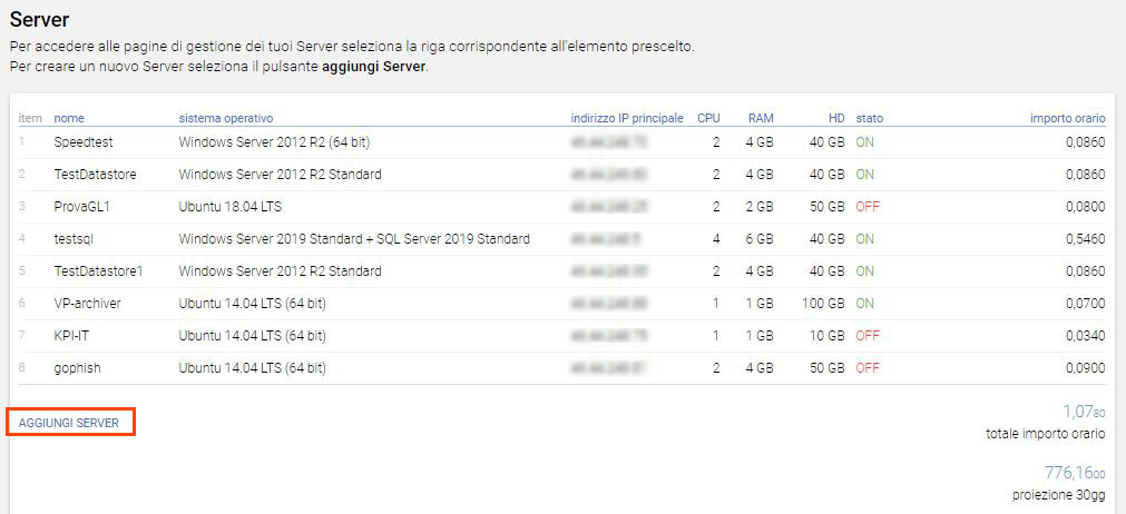 Aggiungi server