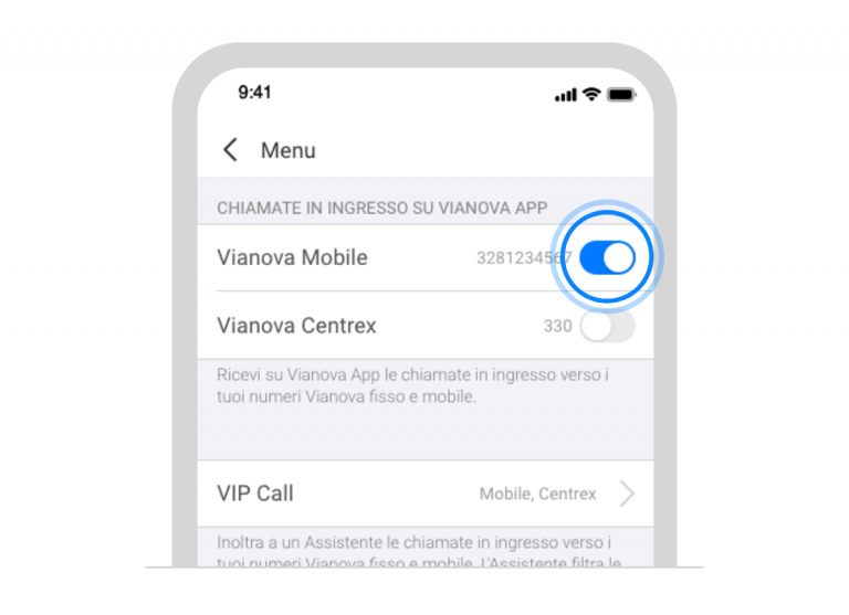 Ricevere le chiamate in ingresso su Vianova Phone