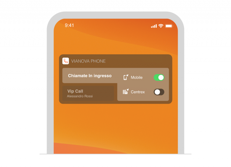 Il widget di Vianova Phone su iOS